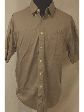 Hartwell CAT Caterpillar Mens XL Khaki Short Sleeve Button Down work Shirt